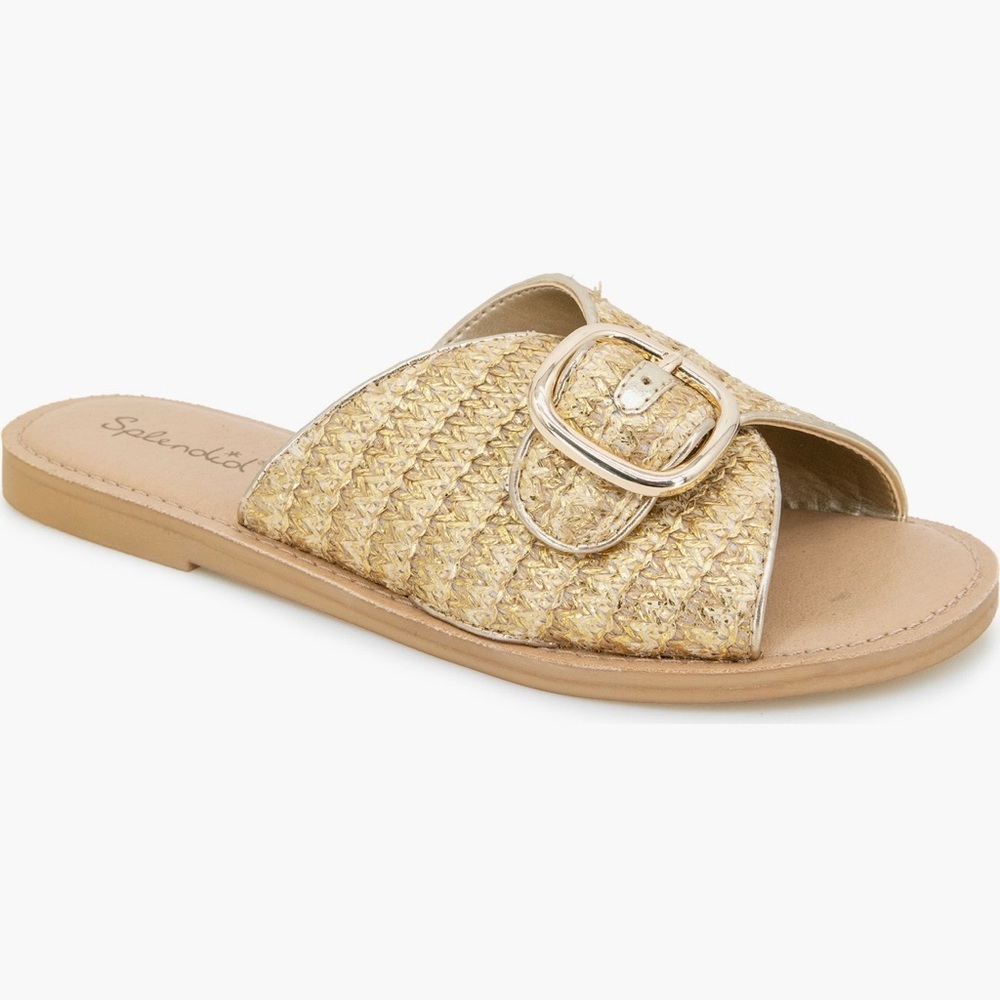 Splendid Sandy Raffia Slide Sandal in Light Gold